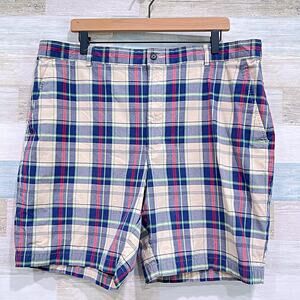 Jos A Bank Stays Cool Plaid Shorts Multicolor Flat Front Cotton Cotton Mens 40
